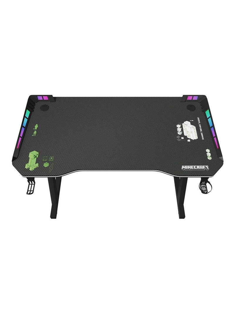 Escritorio gaming con LED y soporte para auriculares y vaso 'Roba' - Minecraft Negro Multicolor - Kiabi
