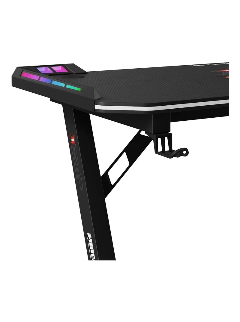 Escritorio gaming con LED y soporte para auriculares y vaso 'Roba' - Minecraft Negro Multicolor - Kiabi