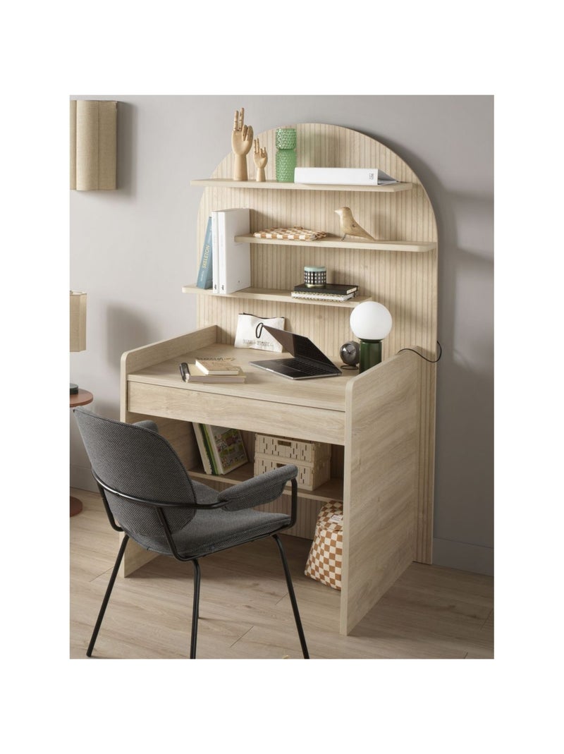 Escritorio infantil - diseño arqueado en madera de roble - SAUTHON Marrón - Kiabi