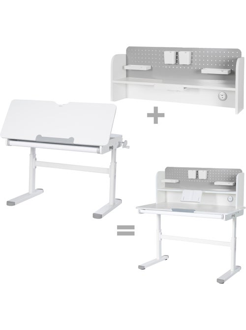 Escritorio infantil Smart Grow con tablero inclinable y estantería - Kiabi