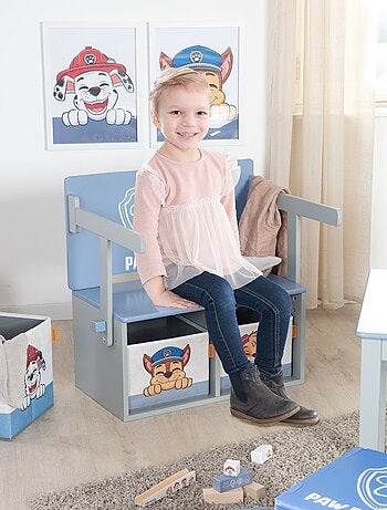 Escritorio y banco infantil 2 en 1 en madera + 2 cajas de almacenamiento 'Roba Paw Patrol'