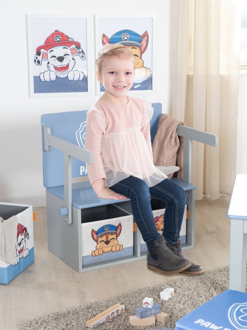 Escritorio y banco infantil 2 en 1 en madera + 2 cajas de almacenamiento 'Roba Paw Patrol' Azul gris - Kiabi
