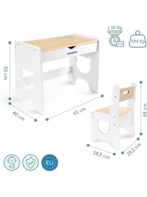 Escritorio y silla mamabrum para niños a partir de 3 años - Kiabi Escritorio y silla mamabrum para niños a partir de 3 años - Kiabi