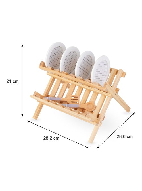 Escurridor y vajilla de cocina madera juego rol Mamabrum - Kiabi
