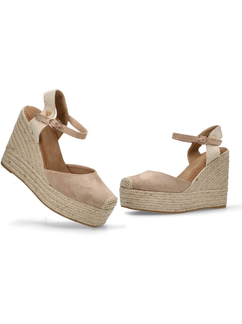 Esparteña Valenciana Alpargata Diario Mujer Cuña Alta - Buonarotti Beige - Kiabi