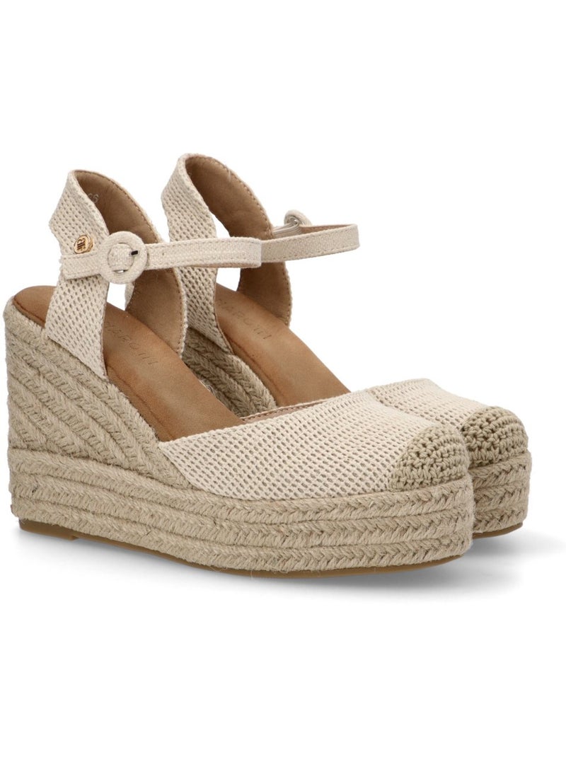 Esparteña Valenciana Alpargata Diario Mujer Cuña Alta - Luna Collection Beige - Kiabi