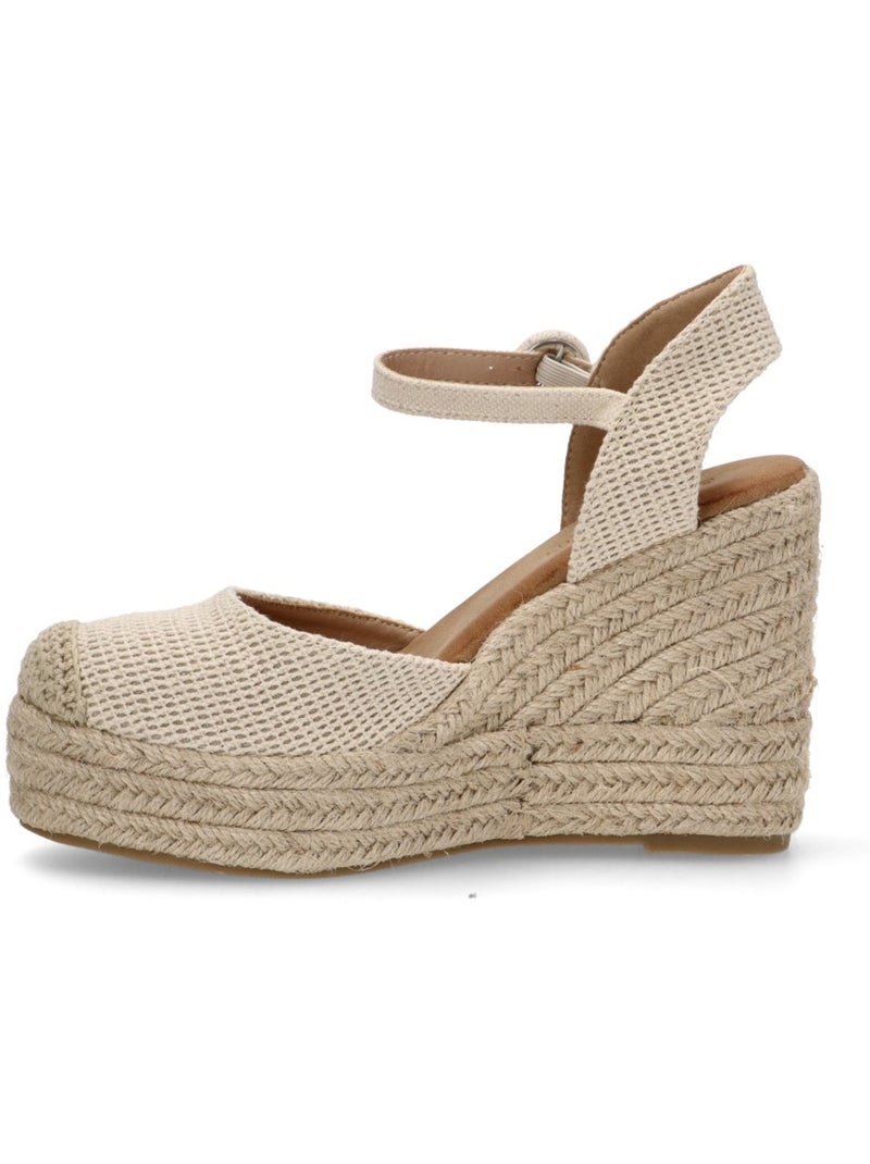 Esparteña Valenciana Alpargata Diario Mujer Cuña Alta - Luna Collection Beige - Kiabi