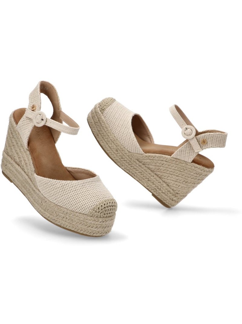 Esparteña Valenciana Alpargata Diario Mujer Cuña Alta - Luna Collection Beige - Kiabi