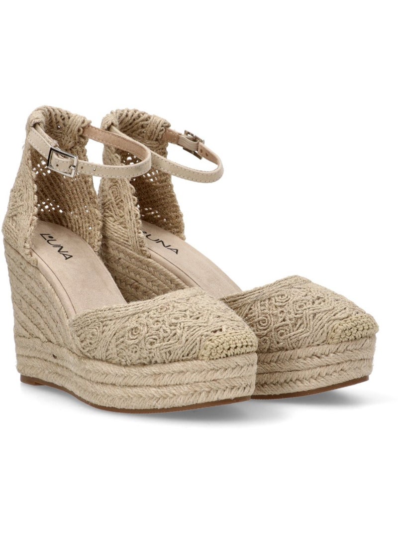 Esparteña Valenciana Alpargata Diario Mujer Cuña Alta - Luna Trend Beige - Kiabi