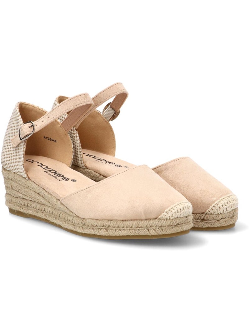 Esparteña Valenciana Alpargata Diario Mujer Cuña Media - Amarpies Beige - Kiabi