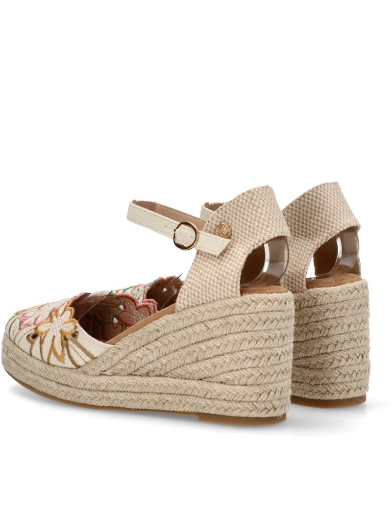 Esparteña Valenciana Alpargata Diario Mujer Cuña Media - Buonarotti Beige - Kiabi