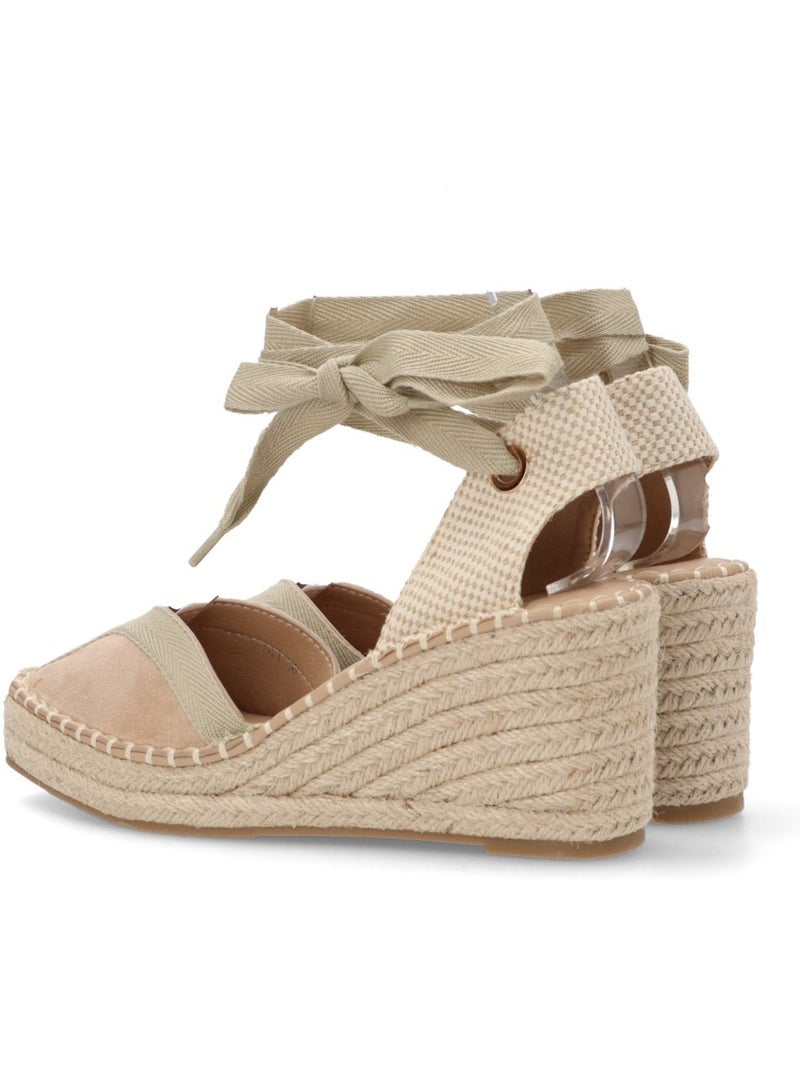 Esparteña Valenciana Alpargata Diario Mujer Cuña Media - Buonarotti Beige - Kiabi