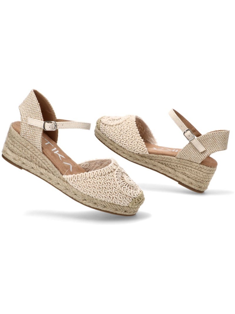 Esparteña Valenciana Alpargata Diario Mujer Cuña Media - Etika Beige - Kiabi