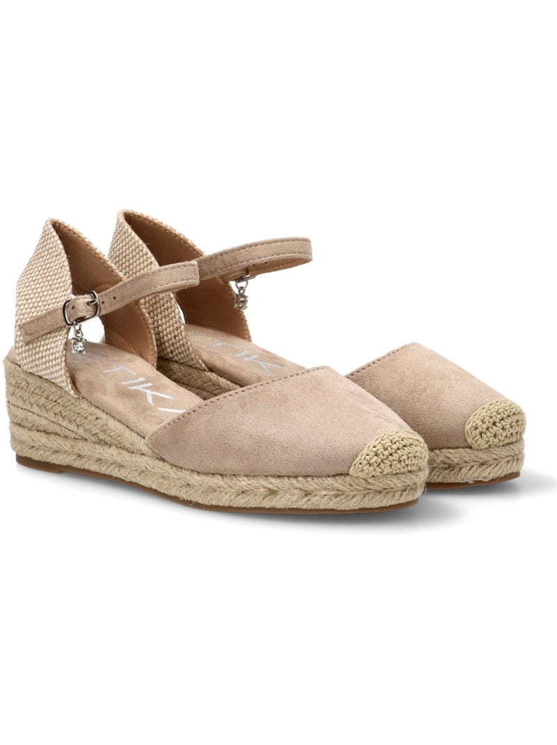 Esparteña Valenciana Alpargata Diario Mujer Cuña Media - Etika Beige - Kiabi