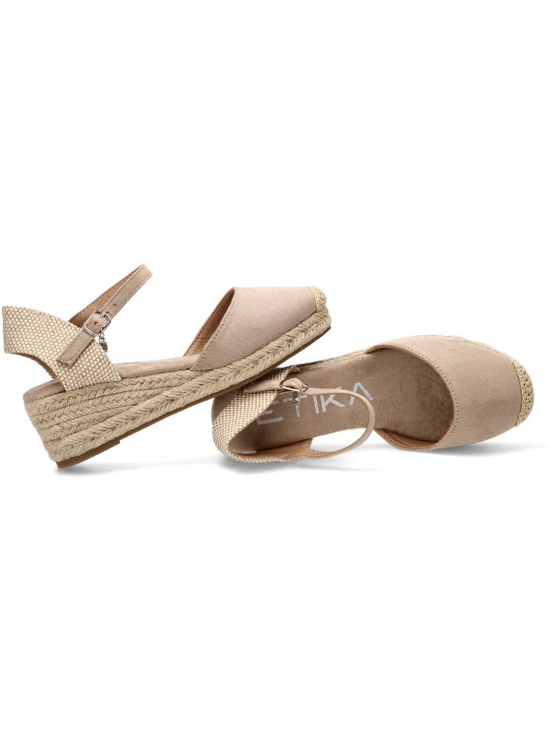 Esparteña Valenciana Alpargata Diario Mujer Cuña Media - Etika Beige - Kiabi
