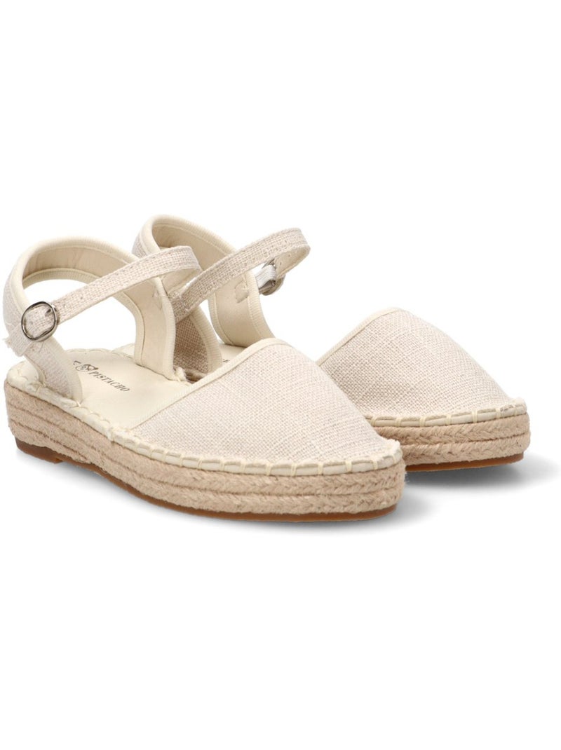 Esparteña Valenciana Alpargata Diario Niña Suela Plana - Pistacho Beige - Kiabi