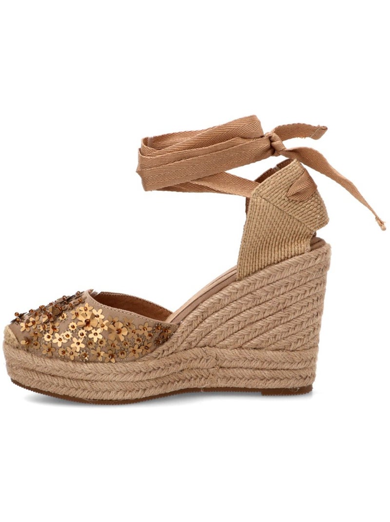 Esparteña Valenciana Alpargata Valenciana Mujer Cuña Alta - Luna Trend Camel - Kiabi