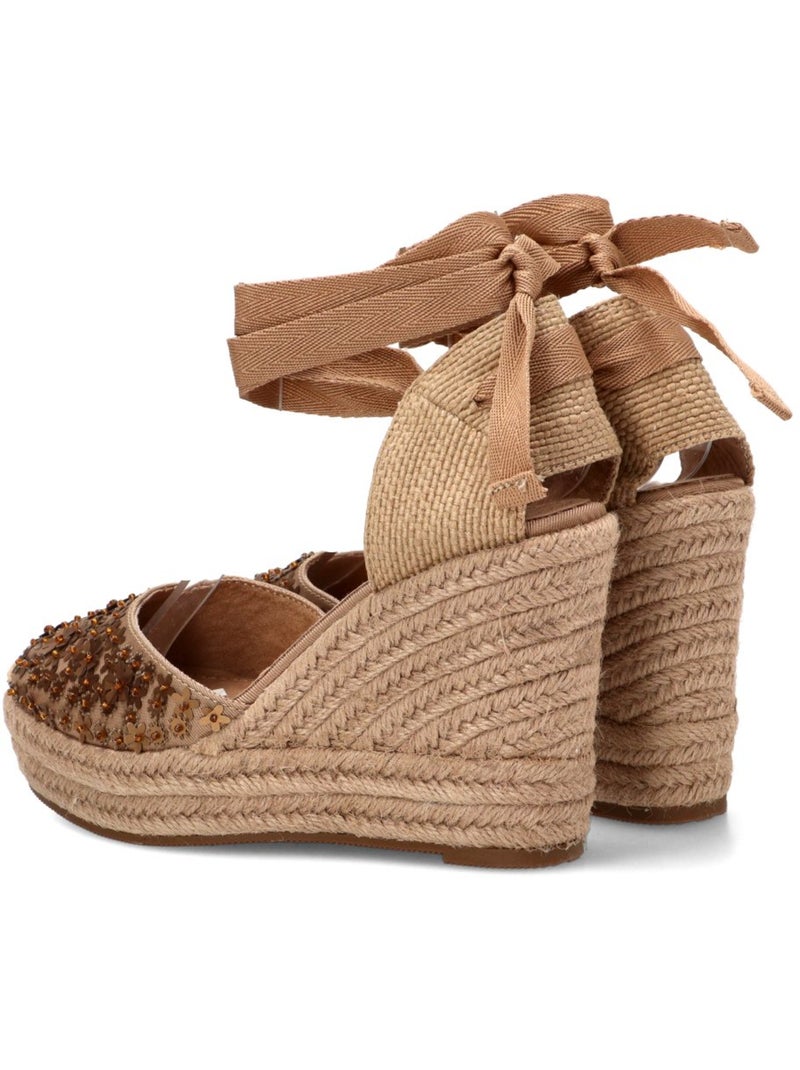 Esparteña Valenciana Alpargata Valenciana Mujer Cuña Alta - Luna Trend Camel - Kiabi