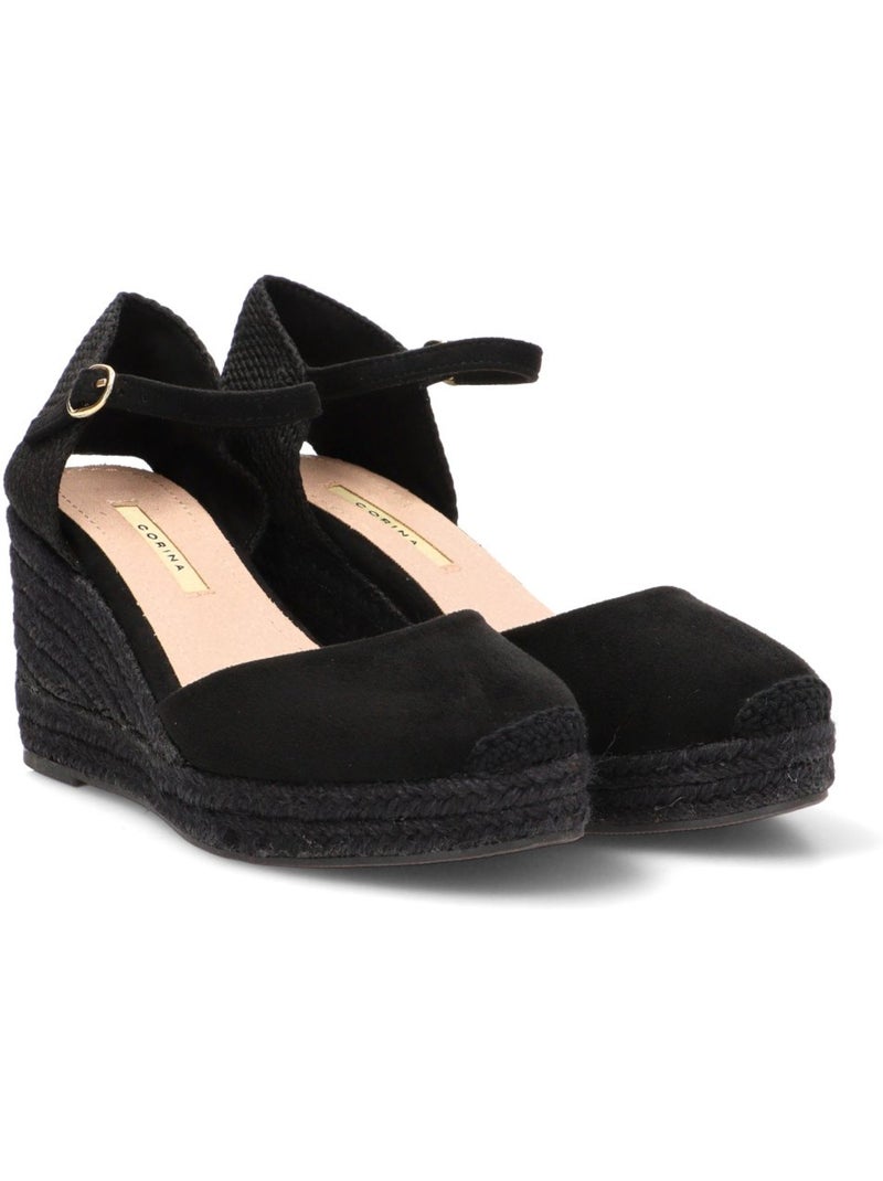 Esparteña Valenciana Alpargata Valenciana Mujer Cuña Alta - Luna Trend Negro - Kiabi