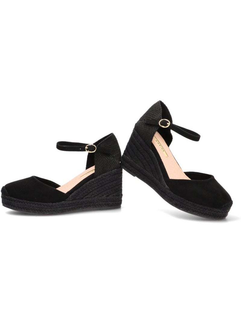 Esparteña Valenciana Alpargata Valenciana Mujer Cuña Alta - Luna Trend Negro - Kiabi