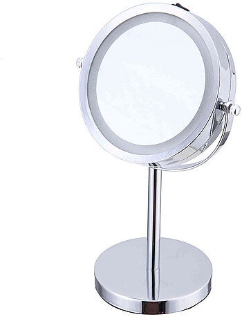 Espejo aumentador de pie LUMI x3 LED de metal Inox – Guy Levasseur