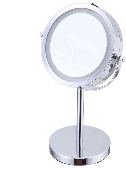 Espejo aumentador de pie LUMI x3 LED de metal Inox – Guy Levasseur - Kiabi