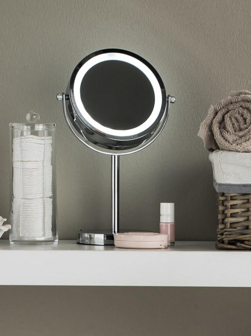 Espejo de aumento de pie x3 – LED – Metal inoxidable – Guy Levasseur Gris - Kiabi