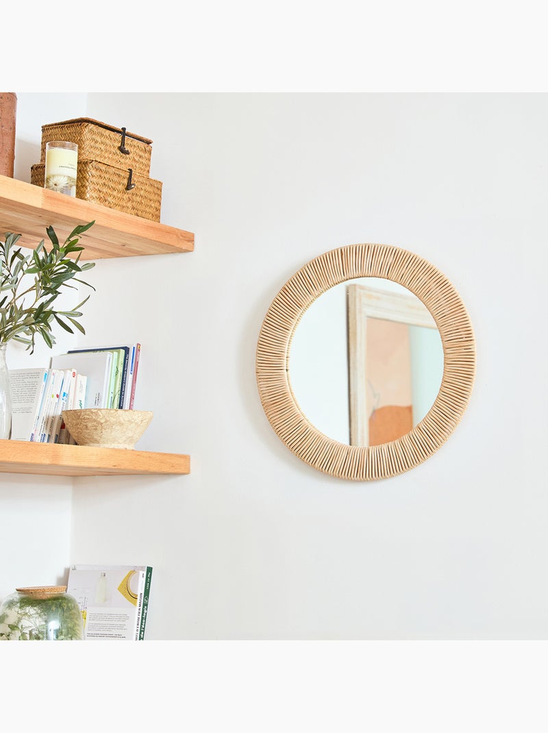 Espejo de pared redondo 40cm Beige natural - Kiabi
