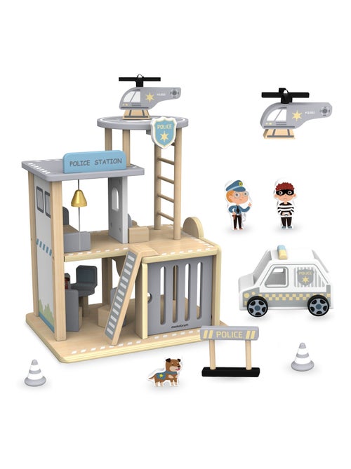 Estación de policía madera con coche y helicóptero Mamabrum - Kiabi