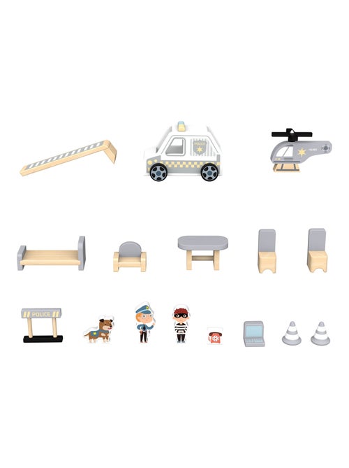 Estación de policía madera con coche y helicóptero Mamabrum - Kiabi