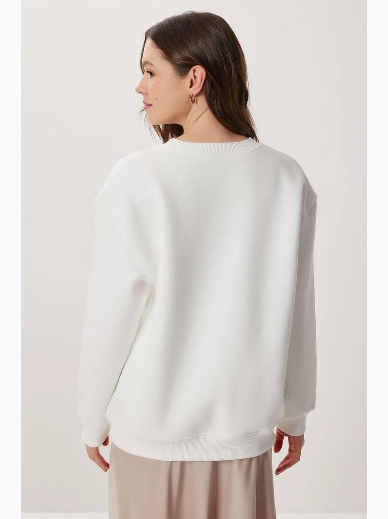 Estambul sudadera de punto de manga larga con cuello redondo istanbul Marfil - Kiabi