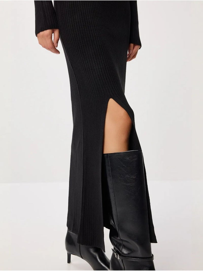 Estambul vestido ajustado de punto texturizado con medio cuello alto istanbul Negro - Kiabi