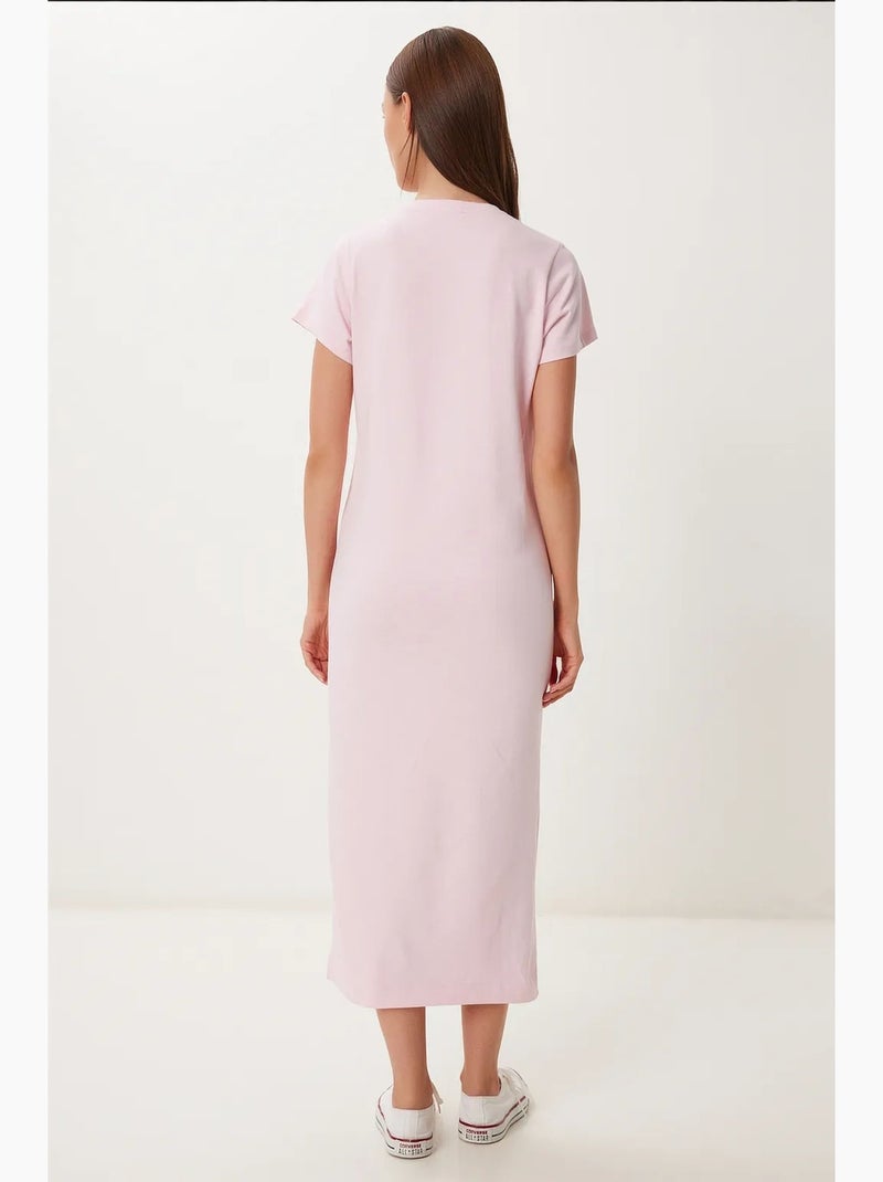 Estambul vestido midi ajustado con abertura lateral istanbul Rosa almendra - Kiabi