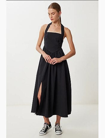 Estambul vestido midi ajustado con cuello cuadrado istanbul