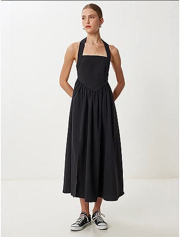 Estambul vestido midi ajustado con cuello cuadrado istanbul