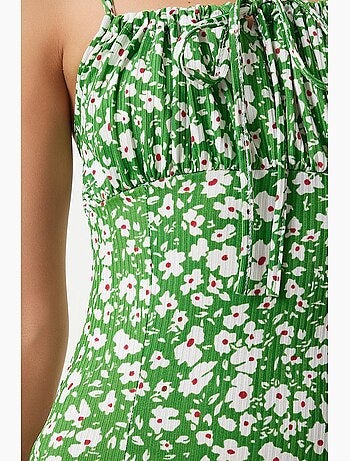 Estambul vestido midi ajustado con estampado floral y abertura istanbul
