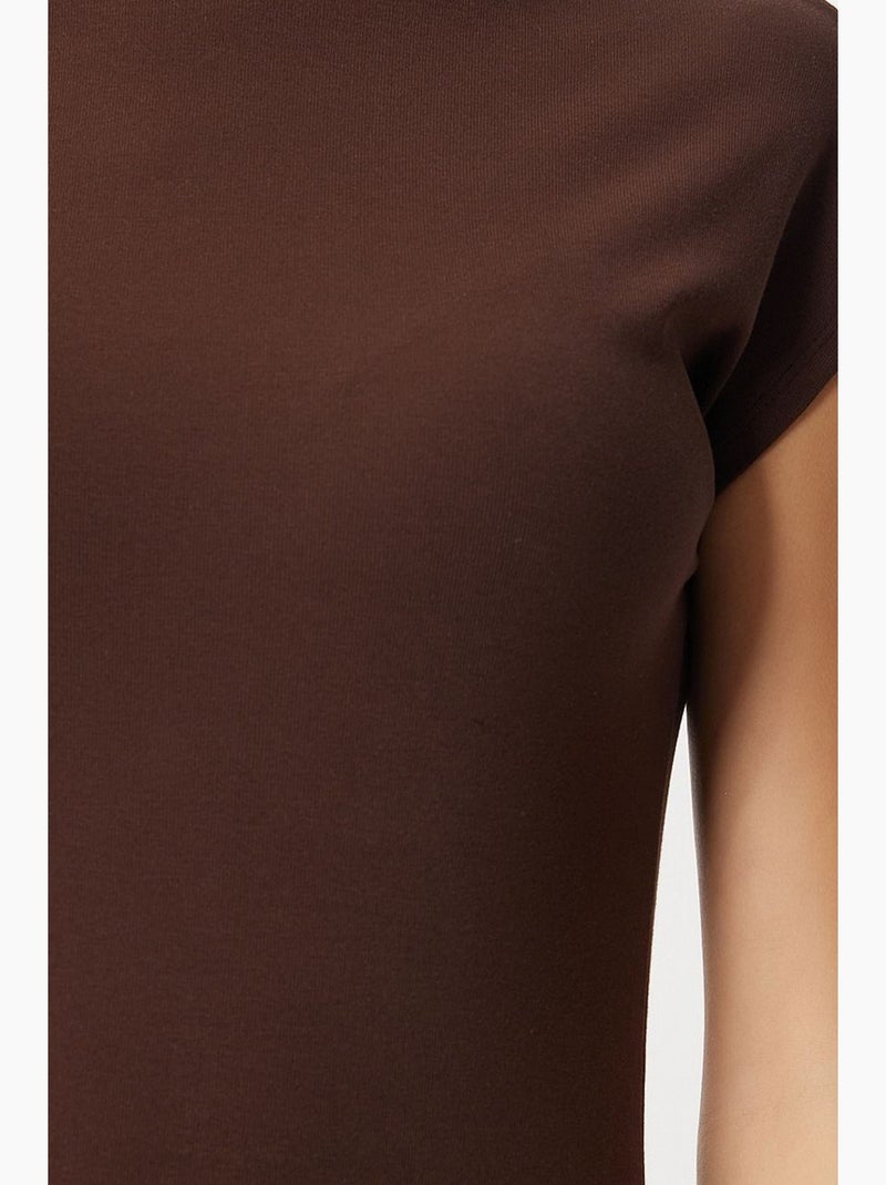 Estambul vestido midi ajustado con medio cuello alto istanbul Marrón chocolate - Kiabi