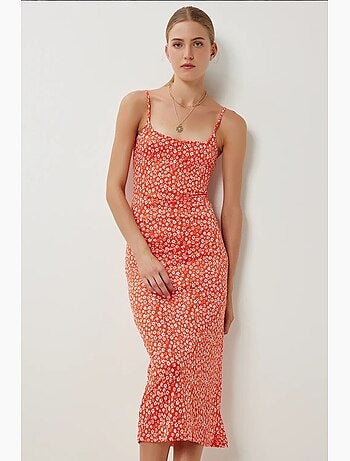 Estambul vestido midi floral sin mangas con cuello cuadrado istanbul