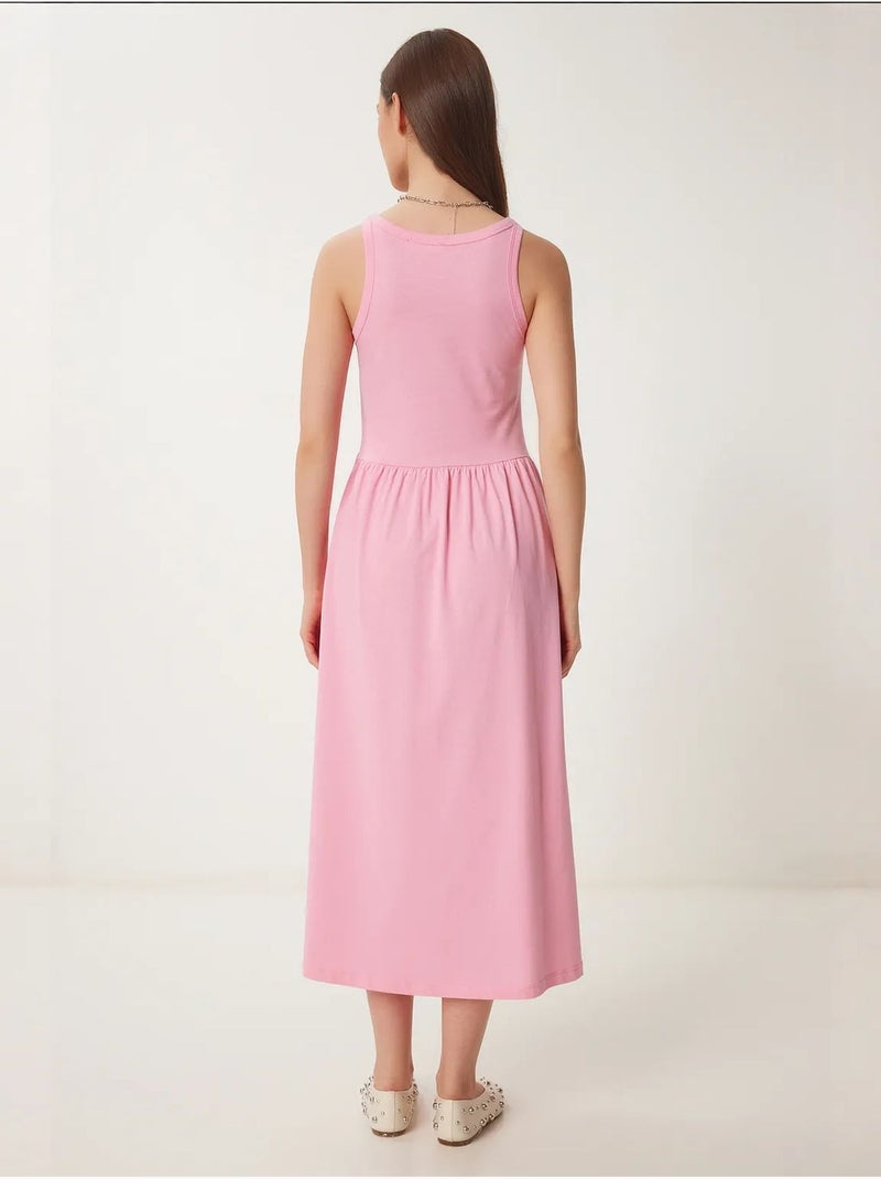 Estambul vestido midi sin mangas con detalle elástico istanbul Rosa claro - Kiabi