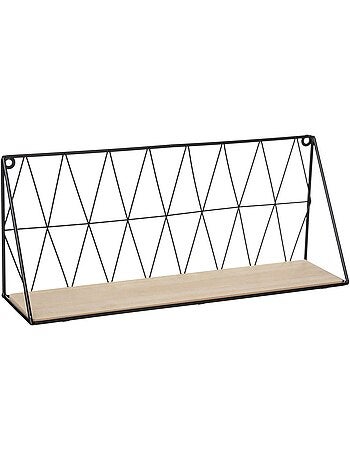 Estante de pared metálico de alambre negro 48x20cm