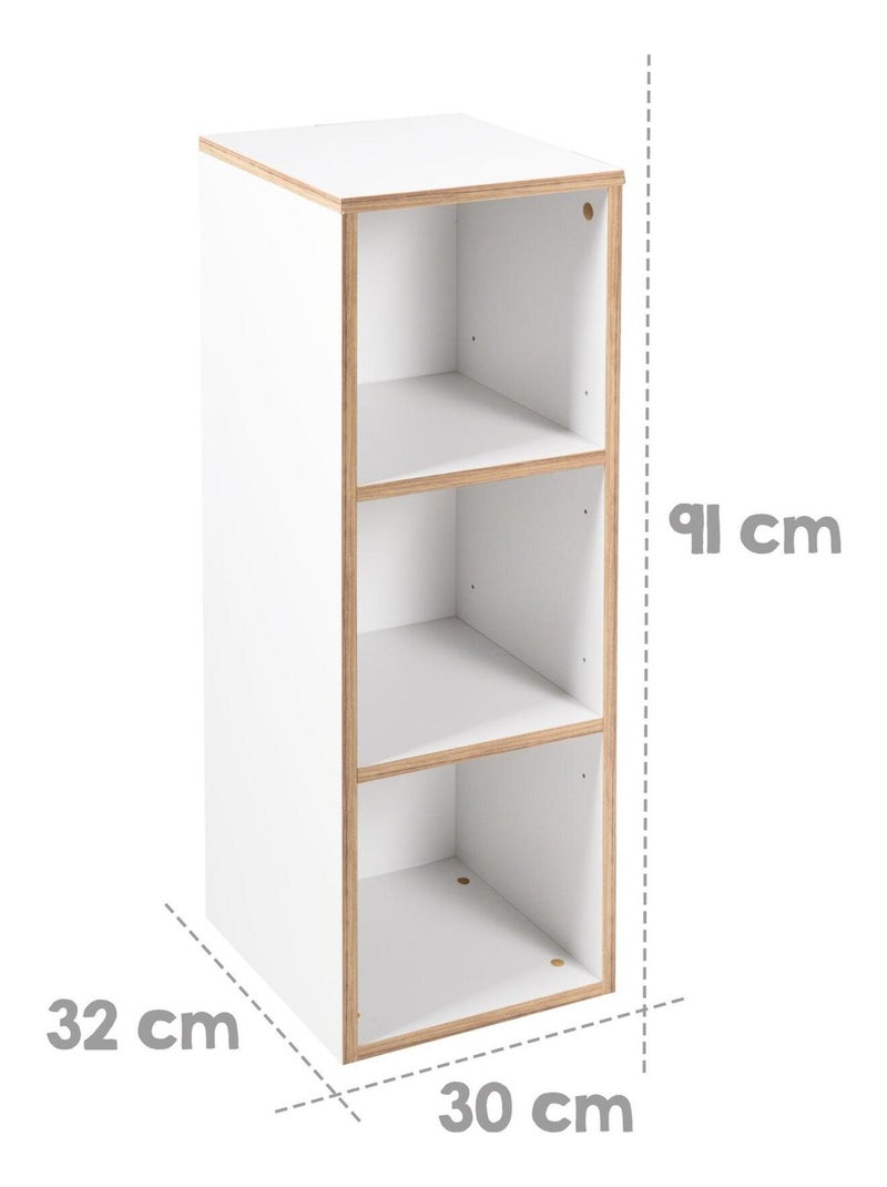 Estantería de almacenamiento 3 compartimentos - Mueble para habitación infantil 'Roba finn' Blanco Marrón - Kiabi