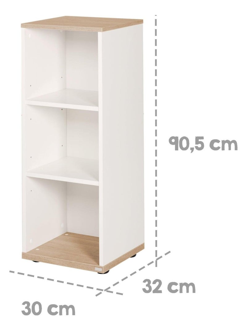 Estantería de almacenamiento 3 compartimentos - mueble para habitación infantil 'Roba pia' Blanco Marrón - Kiabi