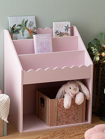 Estantería infantil de madera rosa con baldas