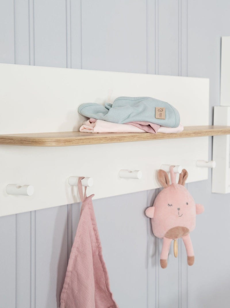 Estantería mural en madera con 5 perchas para habitación infantil 'Roba ava' Blanco Marrón - Kiabi