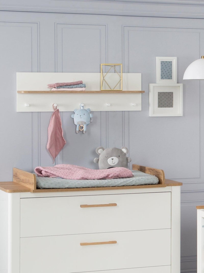 Estantería mural en madera con 5 perchas para habitación infantil 'Roba ava' Blanco Marrón - Kiabi
