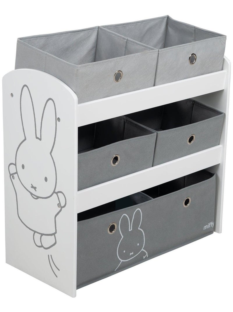 Estantería para juguetes con 5 cajas de tela 'Roba Miffy' Gris blanco - Kiabi