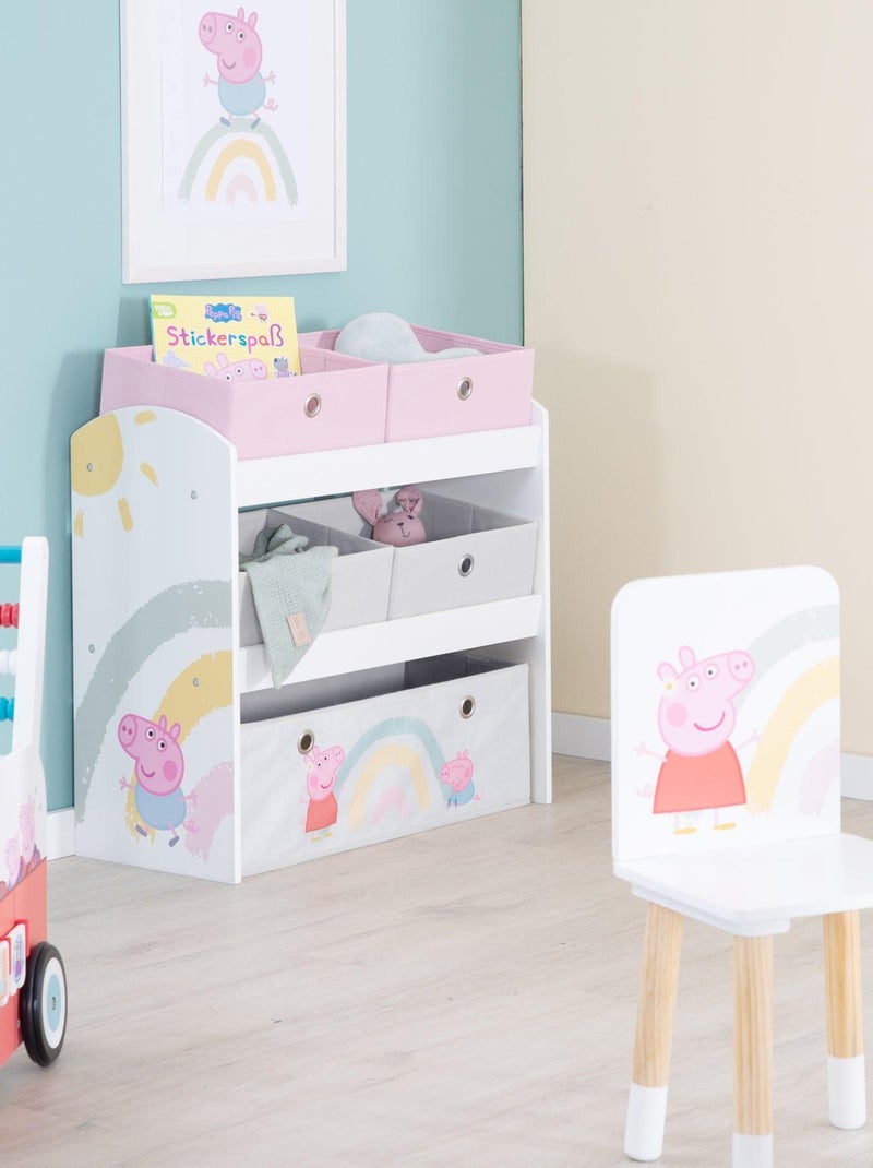 Estantería para juguetes con 5 cajas de tela 'Roba Peppa Pig' Blanco Rosa Gris - Kiabi
