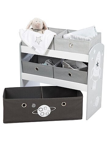 Estantería para juguetes con 5 cajas de tela 'Roba rakete'