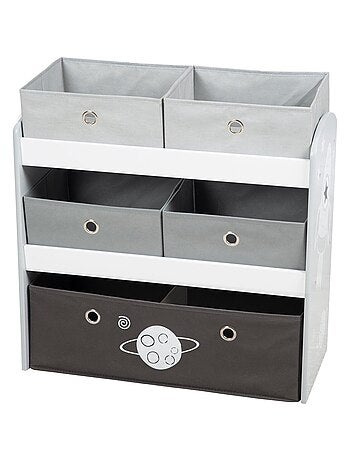 Estantería para juguetes con 5 cajas de tela 'Roba rakete'