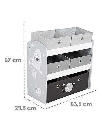 Estantería para juguetes con 5 cajas de tela 'Roba rakete'